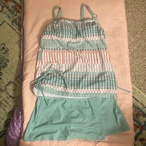 Modlilly Tankini Swimsuit szL. Green geometric print